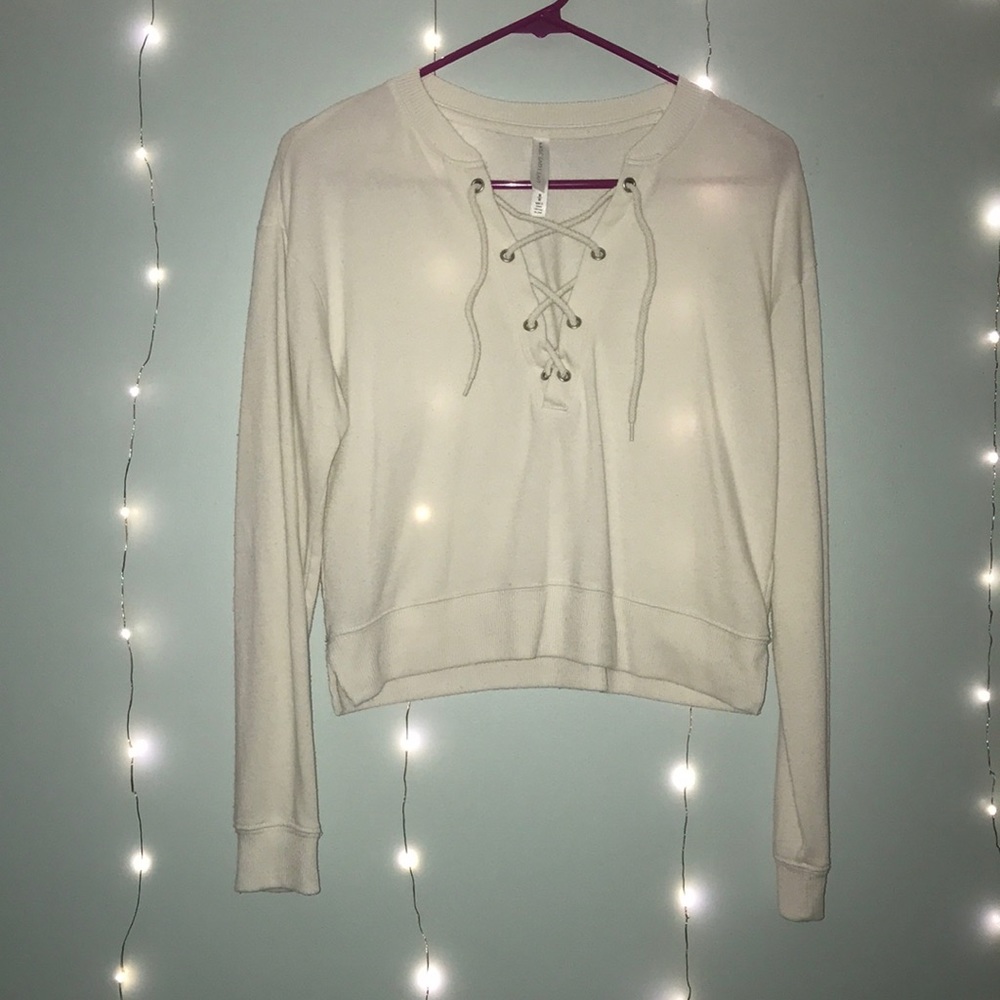 cropped sweater with tie front